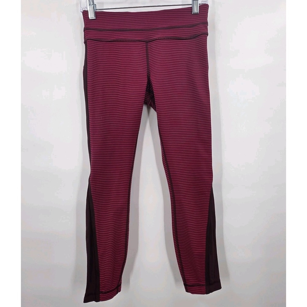 LULULEMON RUN PACE TIGHT LEGGINGS WOMENS SIZE 6 STRIPED MAROON RED 25" LUXTREME - Picture 6 of 16